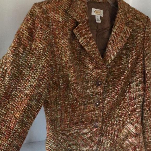 Vintage Talbots Silk Blend Blazer Jacket Orange Red Brown Women's Size 8 - Picture 5 of 16